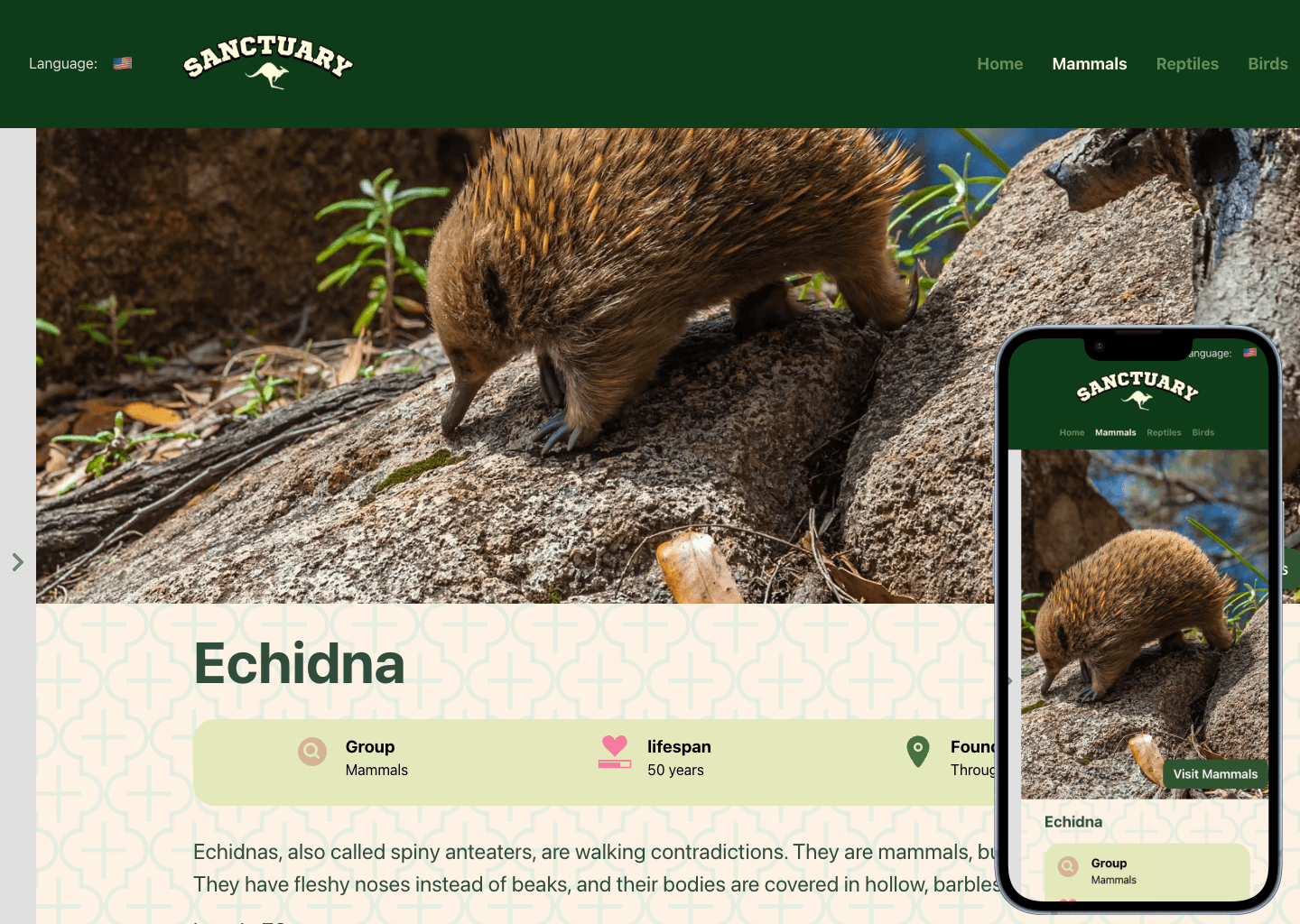 Sanctuary Zoo Website